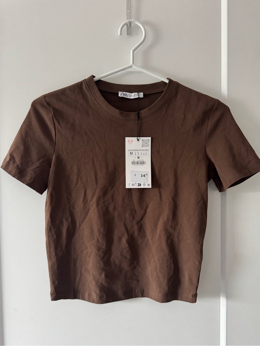 Zara Size Medium Brown Crewneck Short Sleeve Tee BNWT